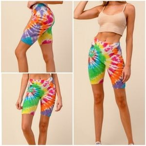 🌈 Tie Dye Biker Shorts in Rainbow 🌈